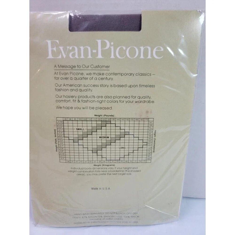 Evan-Picone The Silkee Sheer Control Top Pantyhose New Grey Medium Sandalfoot